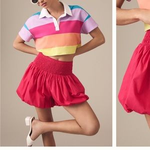 Anthropologie Maeve Pink Bubble Shorts